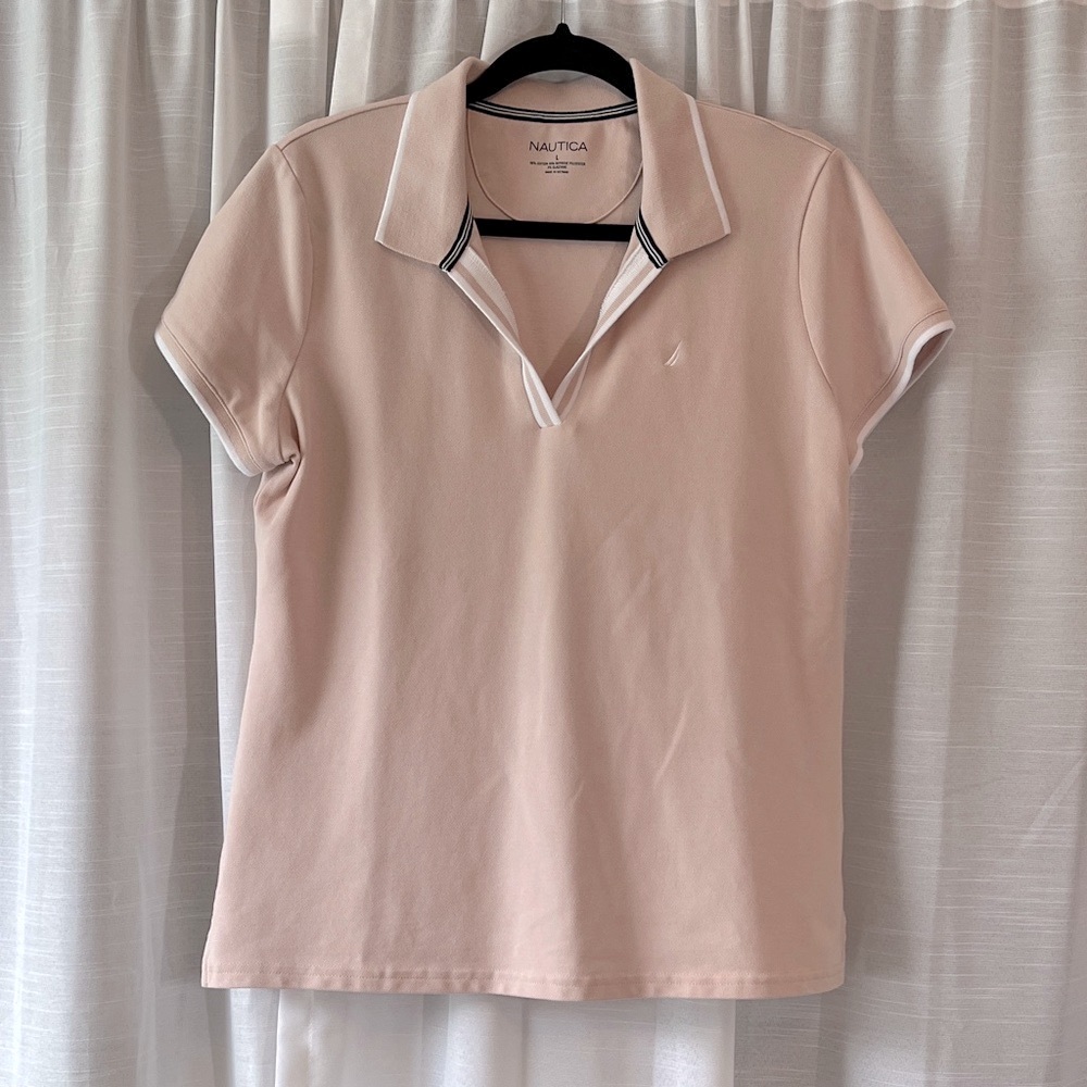Nautica Women's Light Pink Short Sleeve Polo